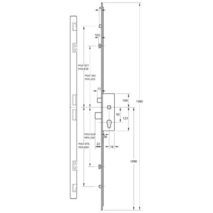 ERA 6135 2 Roller 2 Mushroom Universal UPVC Repair Multipoint Door Lock - Image 2