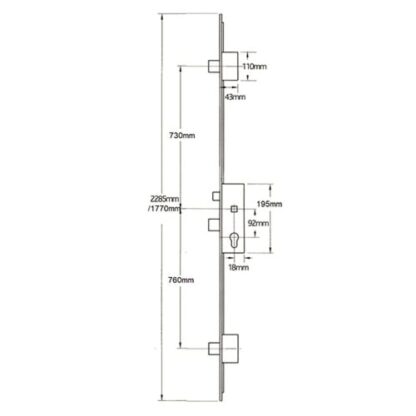 GU Secury A2 Latch 3 Deadbolts Auto Locking Multipoint Door Lock (top deadbolt to spindle = 730mm) - Image 2