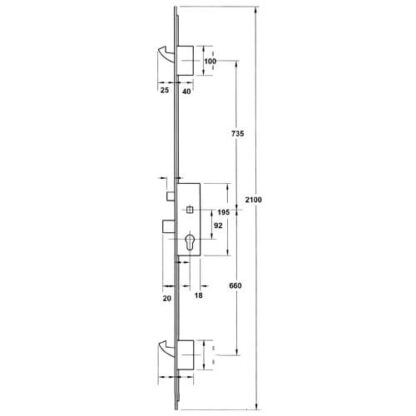 GU Europa Latch Deadbolt 2 Hooks 20mm Flat Faceplate Lift Lever Multipoint Door Lock - Image 2