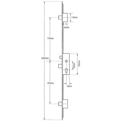 GU Europa Latch 3 Deadbolts Lift Lever Multipoint Door Lock - Option 2 (top deadbolt to spindle = 730mm) - Image 2