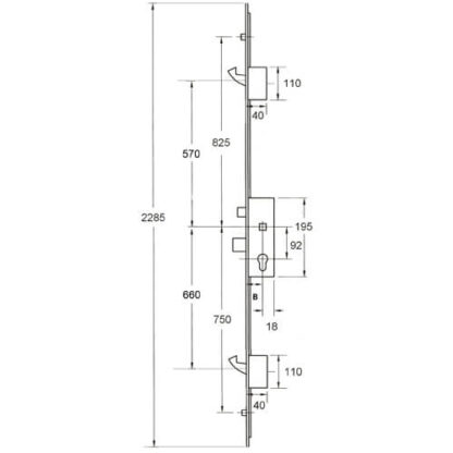 GU Europa Latch Deadbolt 2 Hooks 2 Outboard Rollers Lift Lever Multipoint Door Lock - Option 2 (top hook to spindle = 570mm) - Image 2