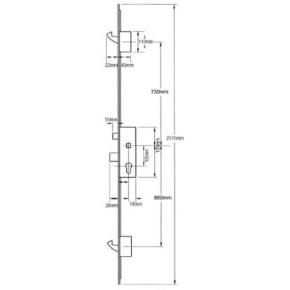 GU Europa Latch Deadbolt 2 Hooks 20mm Flat Faceplate Split Spindle Multipoint Door Lock - Image 2