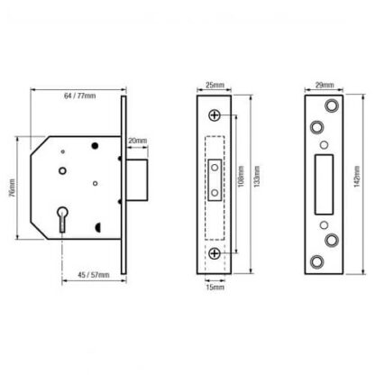 Legge 641/761 Value British Standard 5 Lever Mortice Deadlock - Image 2