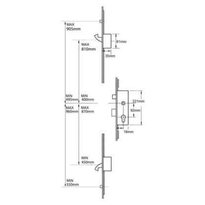 ERA 6735 2 Hook 2 Roller UPVC Repair Multipoint Door Lock - Image 2