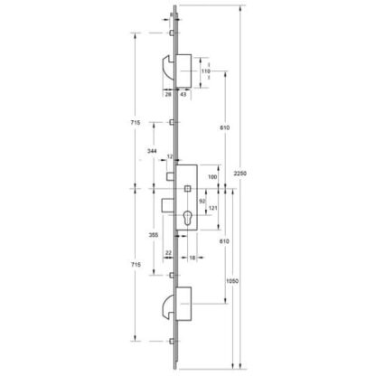 ERA Latch Deadbolt 2 Hooks 4 Rollers Split Spindle Multipoint Door Lock - Option 1 (top hook to spindle = 610mm) - Image 2