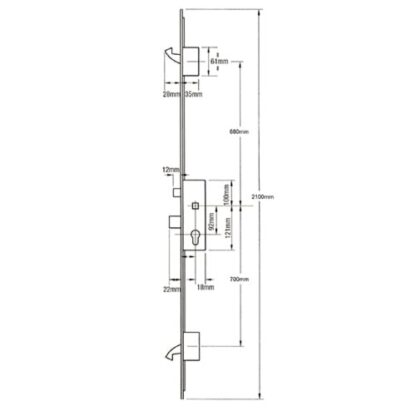 ERA Latch Deadbolt 2 Large Hooks Split Spindle Multipoint Door Lock - Option 3 (top hook to spindle = 680mm) - Image 2