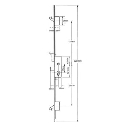ERA Latch Deadbolt 2 Large Hooks Split Spindle Multipoint Door Lock - Option 1 (top hook to spindle = 570mm) - Image 2