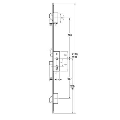 ERA Invincible Latch Deadbolt 2 Hooks Split Spindle Multipoint Door Lock - Option 1 (top hook to spindle = 728mm) - Image 2