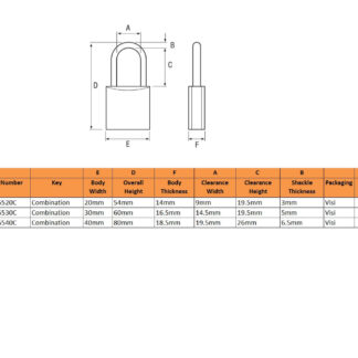 Abus 155 Series Open Shackle Combination Padlocks