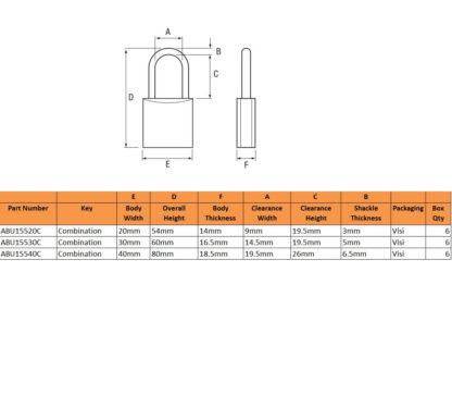 Abus 155 Series Open Shackle Combination Padlocks