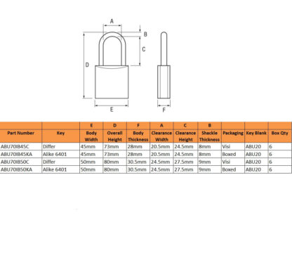 Abus 70IB Series Open Shackle Marine Padlock - Image 2
