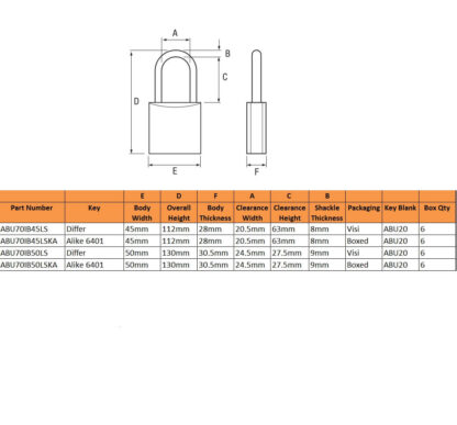 Abus 70IB Series Long Shackle Marine Padlock - Image 2