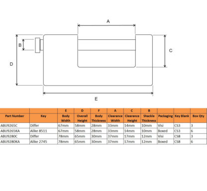 Abus 92 Series Armoured Shutter Padlock - Image 2