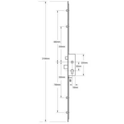 AGB Latch Deadbolt 4 Rollers Lift Lever Multipoint Door Lock - Image 2