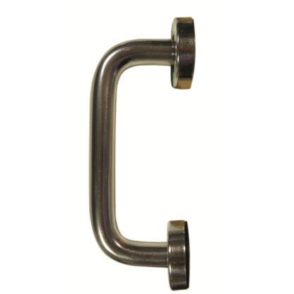 Round Bar D Pull Handles on Round Rose Concealed Fixing Satin Aluminium - Image 2