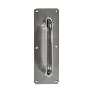 Round Bar D Pull Handles on Plate Face Fixing Satin Aluminium
