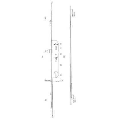 Mila Centre Section Lock Latch 2 Rollers Lift Lever Multipoint Door Lock - Image 8