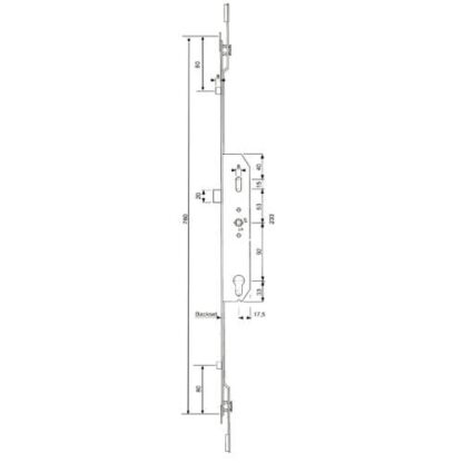 Mila Centre Section Latch 2 Rollers Lift Lever Multipoint Door Lock - Image 2
