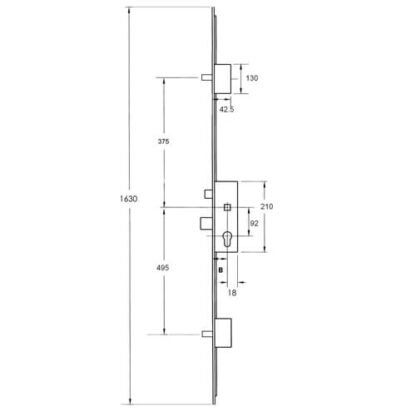 KFV Latch Deadbolt 2 Pins Lift Lever Multipoint Door Lock - Shootbolt Compatible (top pin to spindle = 375mm) - Image 2