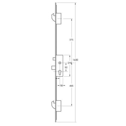 KFV Latch Deadbolt 2 Hooks Lift Lever Multipoint Door Lock (top hook to spindle = 375mm) - Image 2