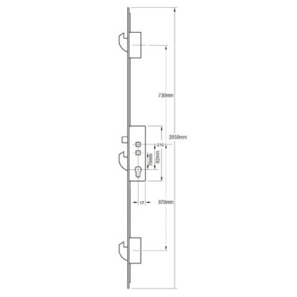 Fix Asgard 7025 Latch 3 Hooks Double Spindle Multipoint Door Lock - Option 2 (top hook to spindle = 730mm) - Image 2