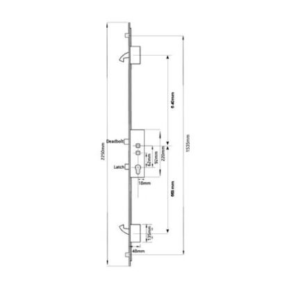 Avantis Latch Deadbolt 2 Hooks 2 Rollers Double Spindle Multipoint Door Lock (top hook to spindle = 640mm) - Image 2