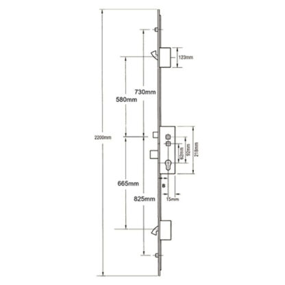 Avocet Latch Deadbolt 2 Hooks 2 Rollers Double Spindle Multipoint Door Lock (top roller to spindle = 730mm)  - Shootbolt Compatible - Image 2