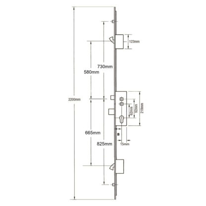 Avocet Latch Deadbolt 2 Hooks 2 Rollers Double Spindle Multipoint Door Lock (top roller to spindle = 730mm)  - Shootbolt Compatible - Image 8