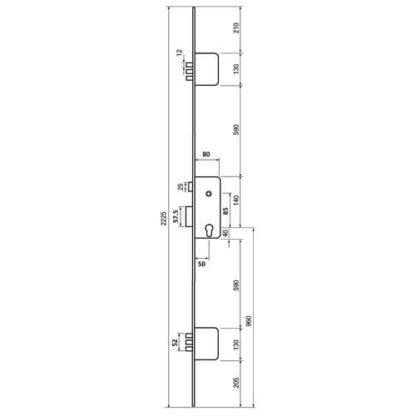 Ucem Latch Deadbolt 6 Pin Bolts Key Wind Operated Multipoint Door Lock - Image 2