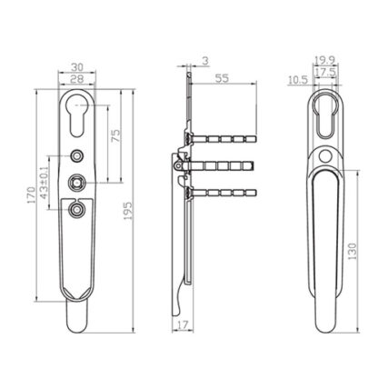 Clearline Bi-Fold Handle with Euro Escutcheon - Image 3