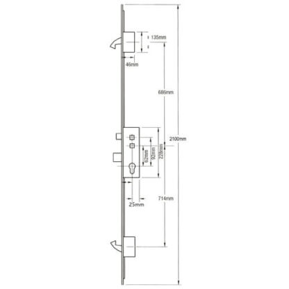 Fullex Crimebeater Latch Deadbolt 2 Hooks Flat 44mm White Faceplate Double Spindle Multipoint Door Lock - Image 2