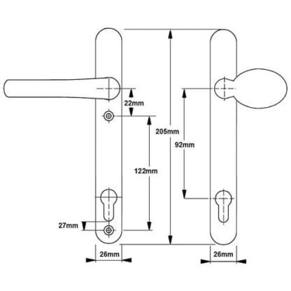 Fab & Fix Windsor Lever Moveable Pad UPVC Multipoint Door Handles - 92mm PZ Sprung 122mm Screw Centres - Image 5