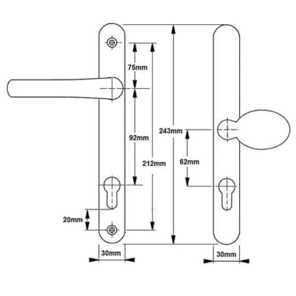 Fab & Fix Balmoral Lever Moveable Pad UPVC Multipoint Door Handles - 92mm/62mm PZ Sprung 212mm Screw Centres - Image 7