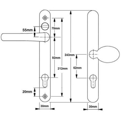Fab & Fix Balmoral Lever Moveable Pad UPVC Multipoint Door Handles - with Snib 92mm/62mm Sprung 212mm Screw Centres - Image 4