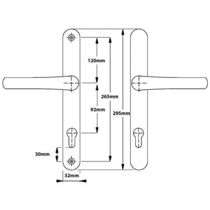 Fab & Fix Universal Lever Lever UPVC Multipoint Door Handles -  92mm PZ Sprung 265mm Screw Centres - Image 4
