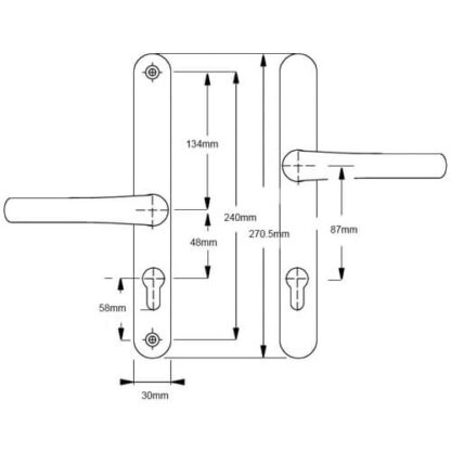 Easyfit Lever Offset Lever UPVC Multipoint Door Handles - 48mm/87mm PZ  Unsprung 240mm Screw Centres - Image 2