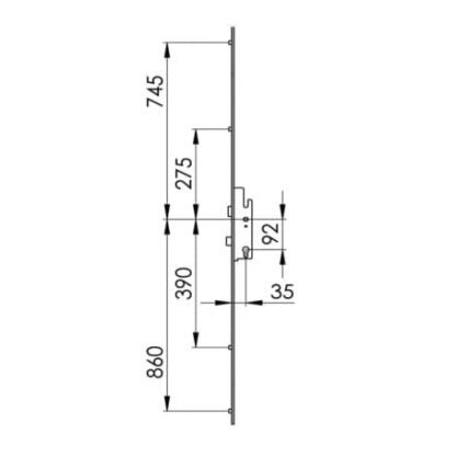 TSS Economy Compact Latch Deadbolt 4 Rollers Key Wind Multipoint Door Lock - Image 2