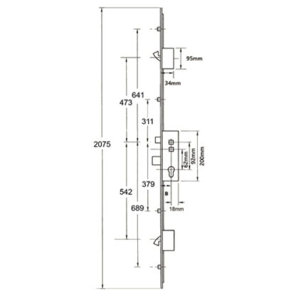 Roto Elite Latch Deadbolt 2 Hooks 4 Rollers Double Spindle Multipoint Door Lock - Image 2