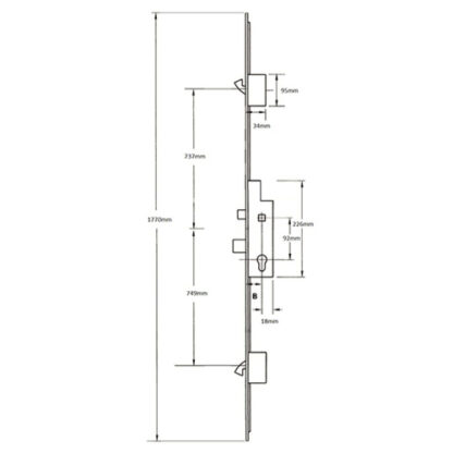 Roto Elite Latch Deadbolt 2 Hooks Key Wind Multipoint Door Lock - Image 2