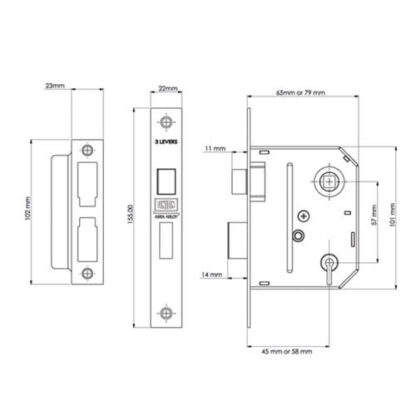 Union Essential 3 Lever Mortice Sashlock - Image 2