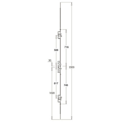 Kenrick Excalibur Latch 3 Hooks 2 Anti Lift Pins 3 Rollers Multipoint Door Lock - Option 1 (top hook to spindle = 588mm) - Image 2