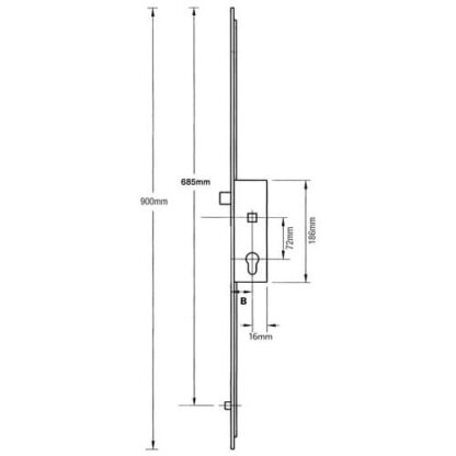 Fuhr Multipoint Door Lock Centre Section Latch 2 Rollers - Image 2
