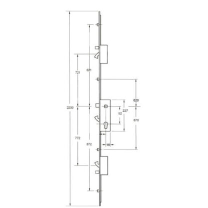 Fullex XL Latch 3 Hooks 2 Anti-Lift Pins 4 Rollers Multipoint Door Lock (top hook to spindle = 721mm) - Image 2