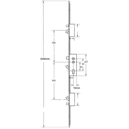 Fullex XL Latch 3 Hooks 2 Anti Lift Pins Flat 44mm White Faceplate Double Spindle Multipoint Door Lock - Image 2