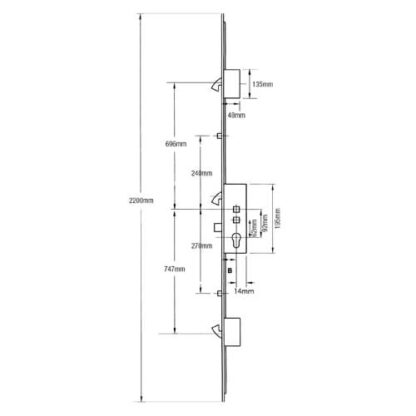Yale G2000 Latch 3 Hooks and 2 Rollers Multipoint Door Lock - Image 2