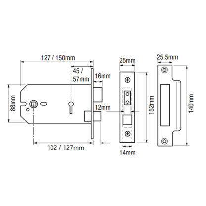 Imperial G5011/G5012 Horizontal Non British Standard 5 Lever Mortice Sashlock - Image 2