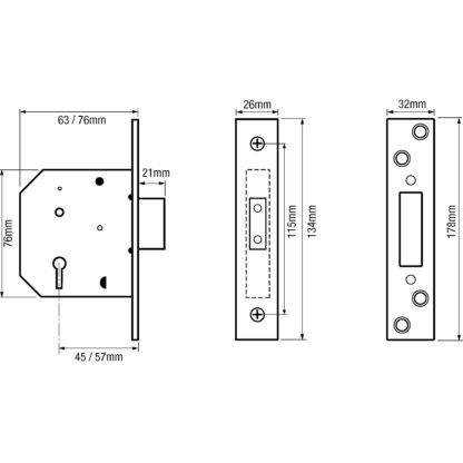 Imperial G5054 British Standard 5 Lever Mortice Deadlock - Image 2