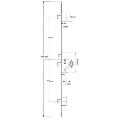 Gridlock C Series Latch 3 Deadbolts Single Spindle Multipoint Door Lock - Image 18