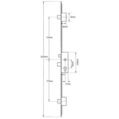 Gridlock C Series Latch 3 Deadbolts Single Spindle Multipoint Door Lock - Image 2