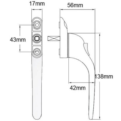 TSS Inline Locking Espag UPVC Window Handles - Image 2